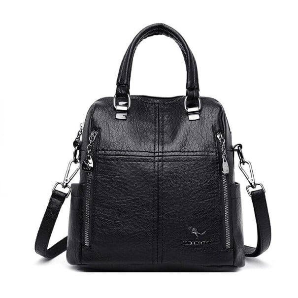 Women's Leather Backpack E819 black