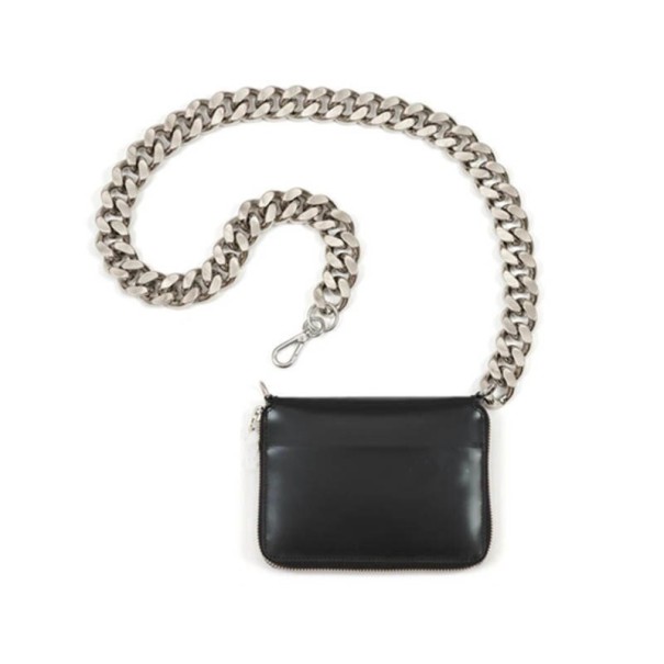 Women's Leather Mini Bag with Chain silver L