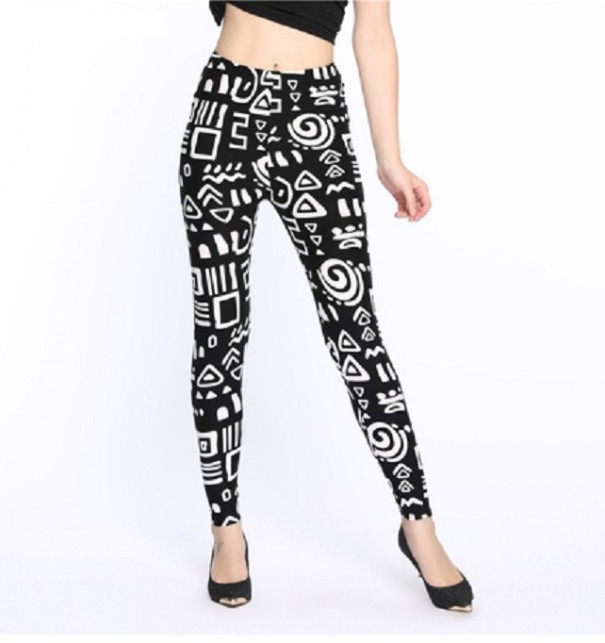 Women's Leggings with Various Shapes - Black 1