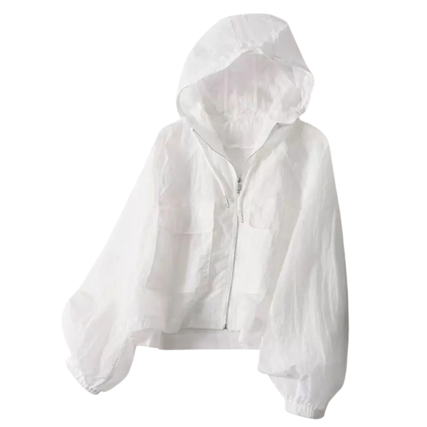 Women's Lightweight Hooded Jacket Quick-Drying Windbreaker Waterproof City Jacket UV Protection Lightweight Spring Jacket with Zip Pockets white S