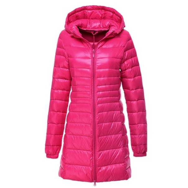 Women's Long Duck Down Jacket J3270 pink M