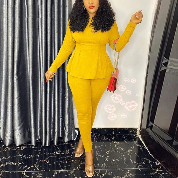 Women's Long Sleeve Top and Trousers B1079 yellow M