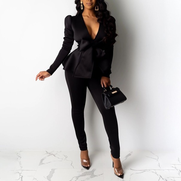 Women's Long Sleeve Top and Trousers B999 black XXL