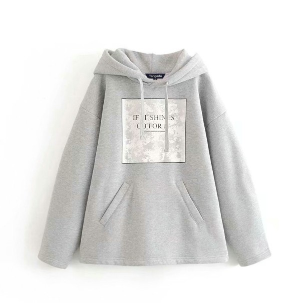 Women's Loose Grey Hoodie L