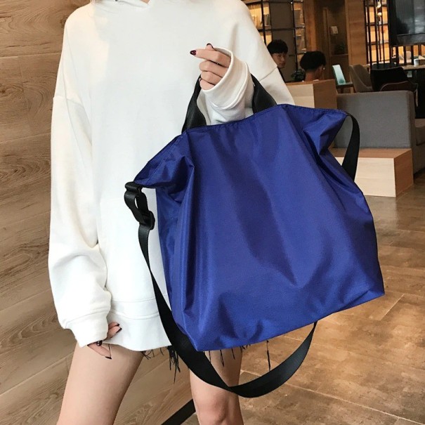 Women's Nylon Handbag and Shoulder Bag 36 x 36 x 17 cm Two Short Handles and a Long Strap External Zip Pocket Lightweight Bag for Every Day dark blue