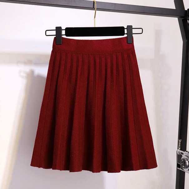 Women's Pleated Skirt A1157 wine red
