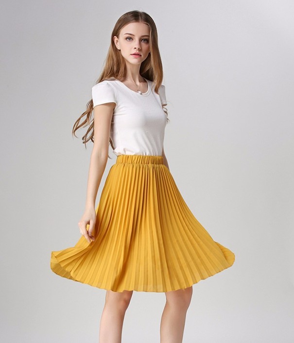 Women's Pleated Skirt J3102 yellow