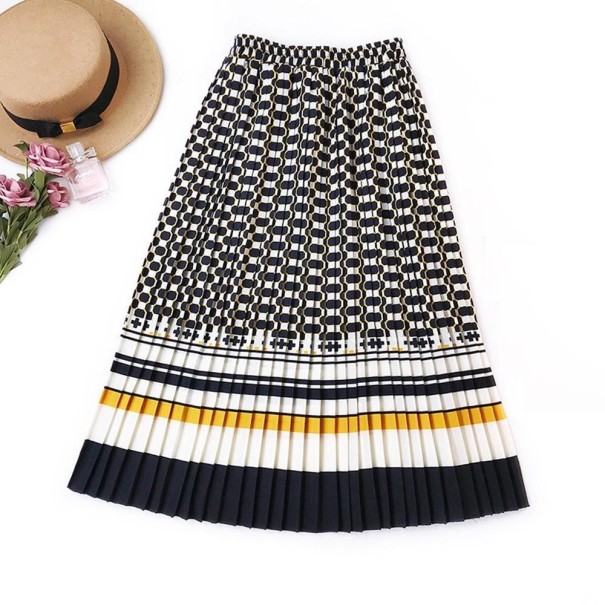 Women's Pleated Skirt with Pattern yellow M