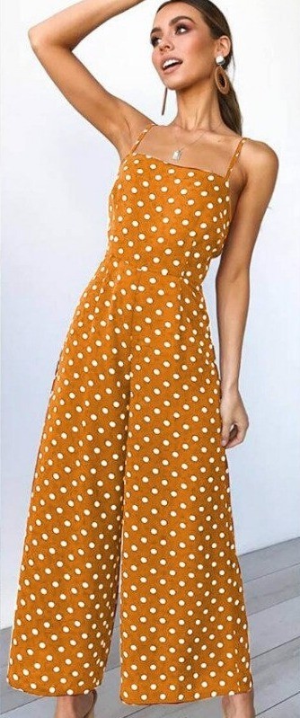 Women's Polka Dot Jumpsuit A2000 dark yellow XL