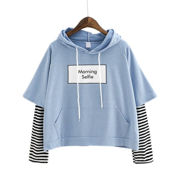 Women's Printed Hoodie A16 blue M