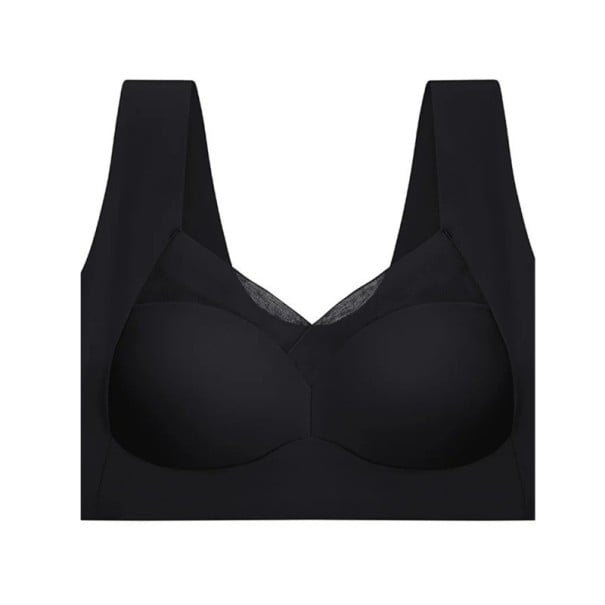 Women's Seamless Bra with Wide Straps Elastane Nylon for Everyday Wear without Discomfort and Visible Seams black L