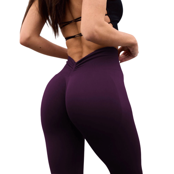 Women's Seamless High-Waisted Sports Leggings V-Cut at the Abdomen Elastic Fitness Yoga Pants Training Gym Push-Up Effect purple L