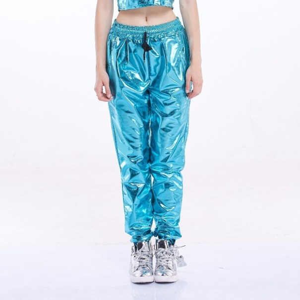 Women's Shiny Blue Trousers L