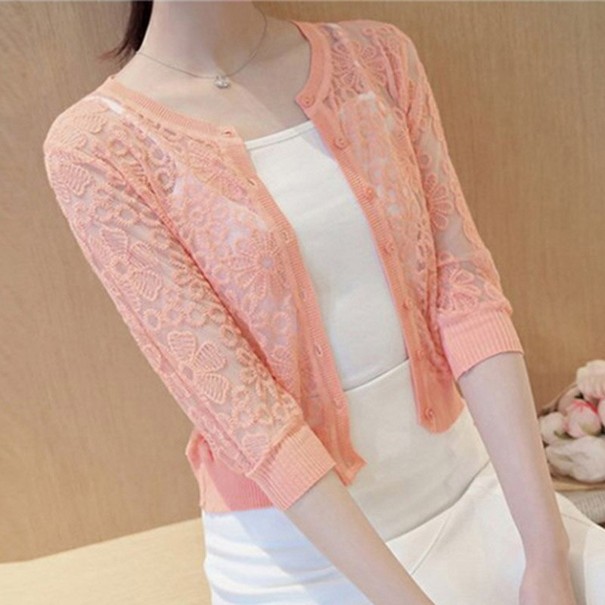 Women's Short Lace Sweater apricot