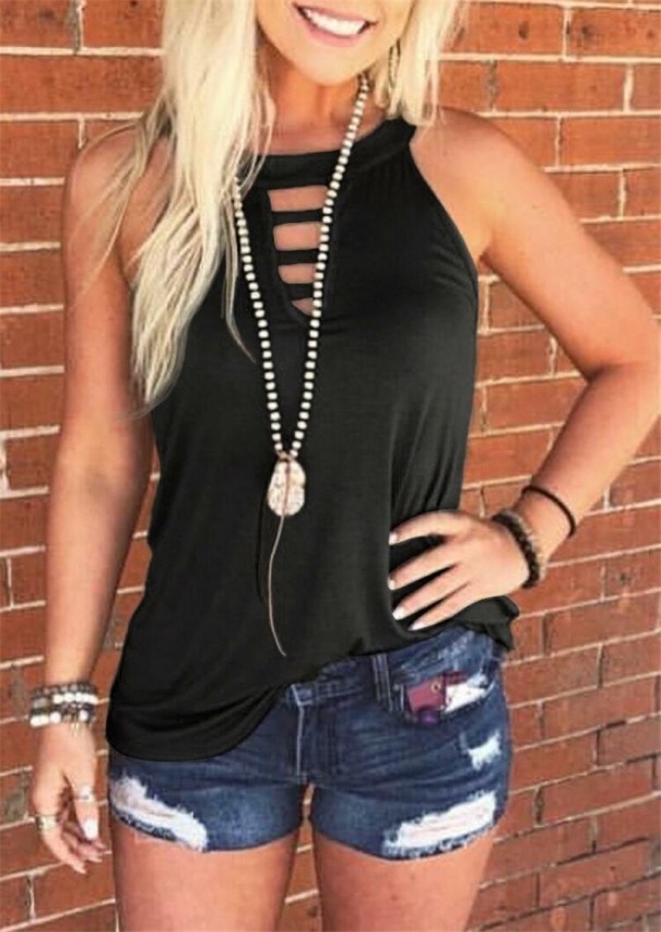 Women's Sleeveless Top A157 black XS