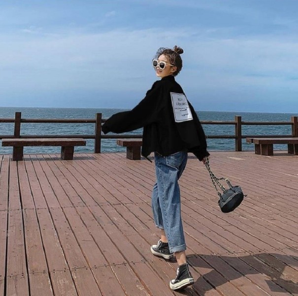 Women's Spring Jacket P1543 black XS