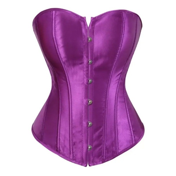 Women's Strapless Corset Solid Colour O-Neck Front Fastening Polyester Spandex Elegant Fitted Top light purple 3XL