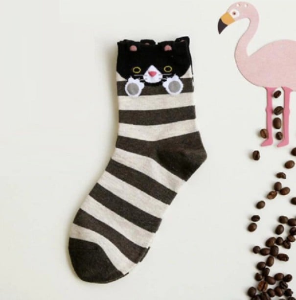 Women's Striped Socks with Animals 1