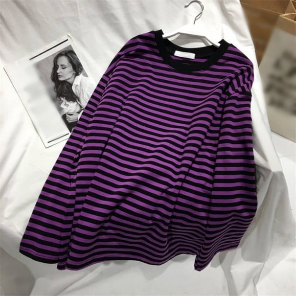 Women's Striped Sweater A2196 purple