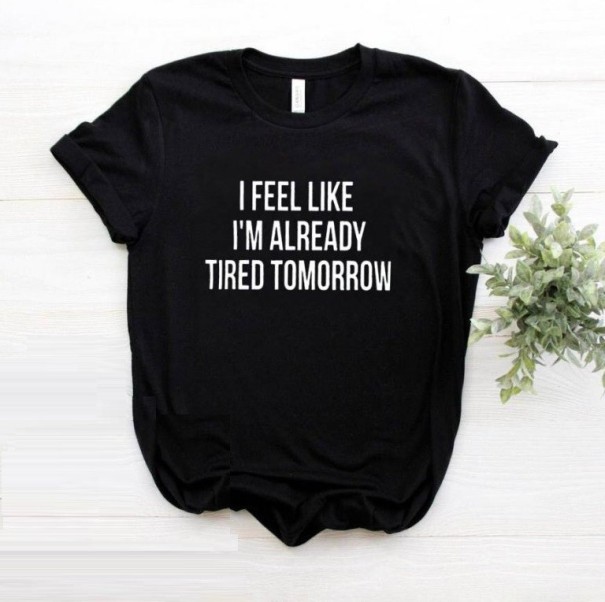 Women's T-shirt with a Funny Slogan B109 black XL