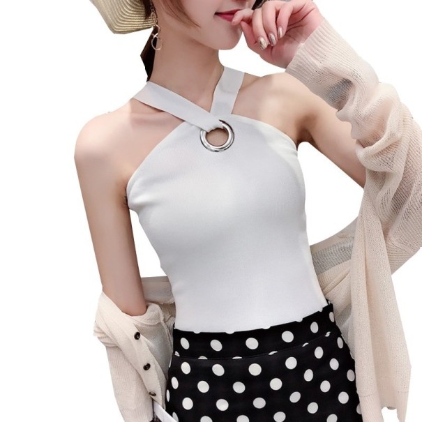 Women's Top with Exposed Shoulders A1186 white