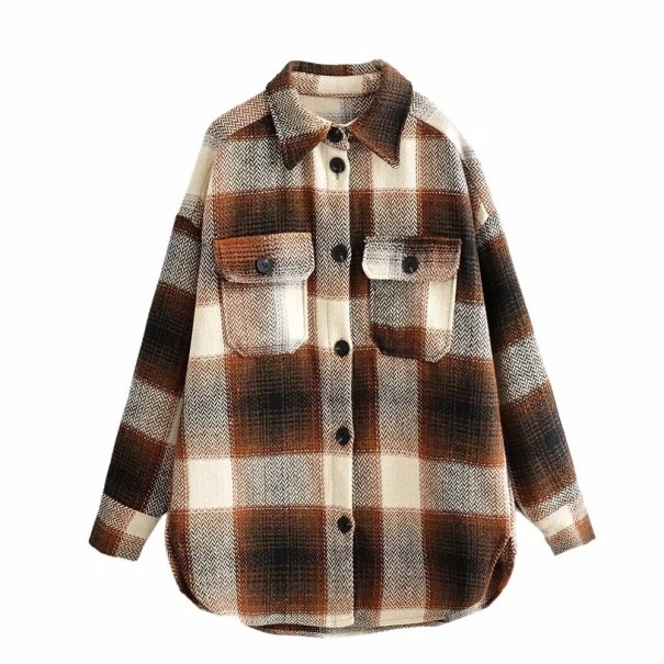 Women's Transitional Checked Jacket A1825 light brown S