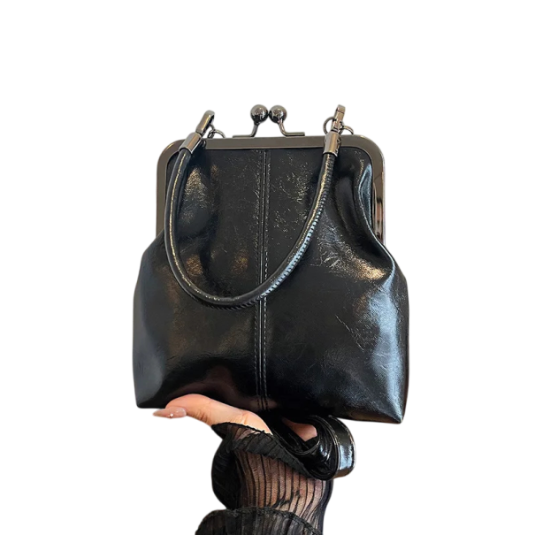 Women's Vintage Style Handbag 19 x 5 x 20 cm Elegant Smaller Shoulder Bag Artificial Leather and Polyester black