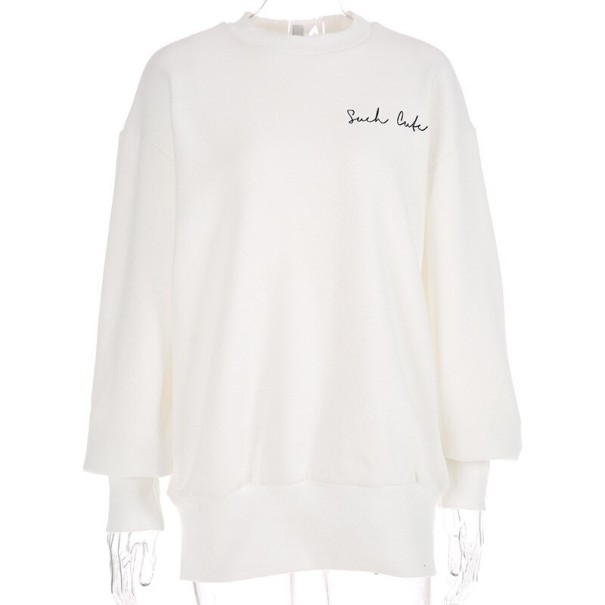 Women's White Loose Hoodie L