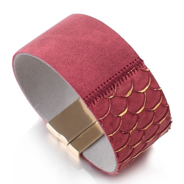 Women's Wide Bracelet H297 wine red