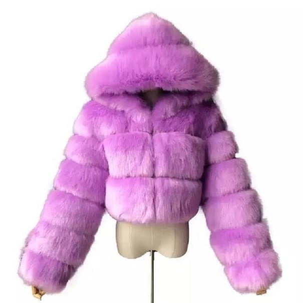 Women's Winter Coat Made of Faux Fur P1481 light purple XXS