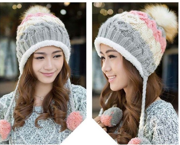 Women's Winter Cotton Beanie in Various Colours grey