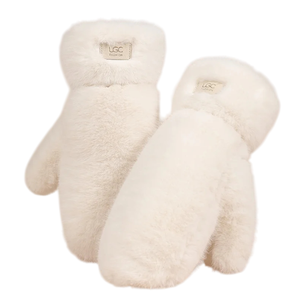 Women's Winter Gloves Universal Size Warm Gloves with Plush Lining Made of Polyester for Everyday Winter Wear white