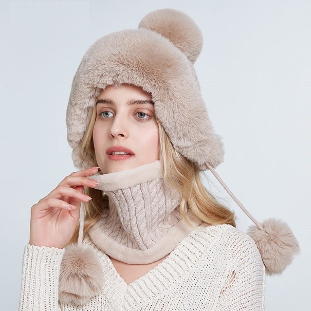 Women's Winter Hat and Neck Warmer Ellie khaki