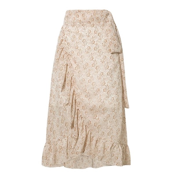 Women's Wrap Skirt with High Waist beige M