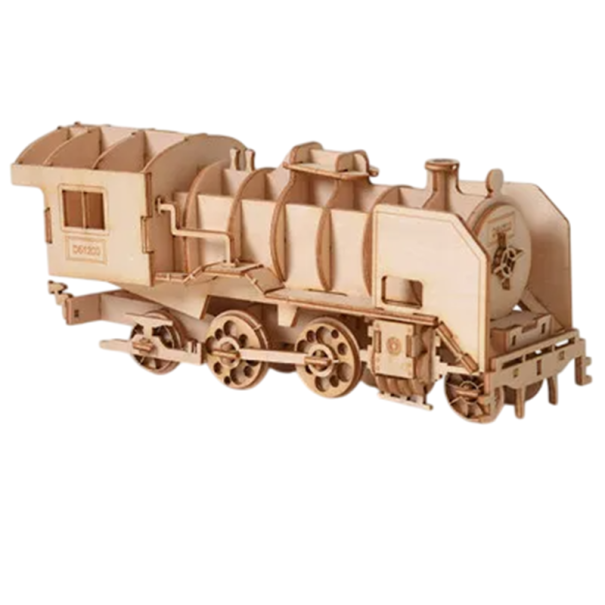 Wooden 3D Puzzle Model of a Steam Locomotive DIY Kit Train for Children and Adults Creative Toy Historical Model to Assemble Decoration 1