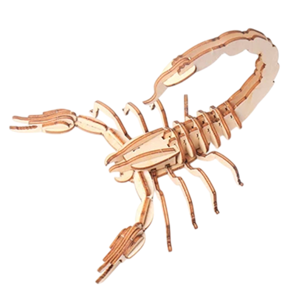 Wooden 3D Puzzle Scorpion DIY Animal Model Hand-assembled Natural Construction Kit for Children, Teenagers and Adults Creative Assembly Decoration 1