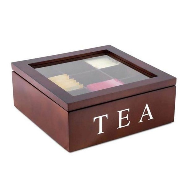 Wooden Box for Tea Bags dark brown