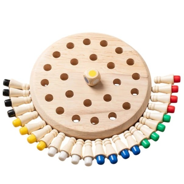 Wooden Educational Game with Board and Dice 24 Colourful Pegs Montessori for 2–6 Players Development of Logic and Colour Recognition for Children 1