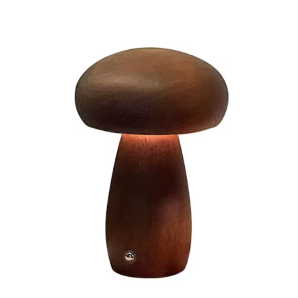 Wooden Rechargeable Night Lamp in the Shape of a Mushroom 16.5 x 10 cm Creative Table LED Light with Smooth Dimming 3 Light Temperatures Decoration 1