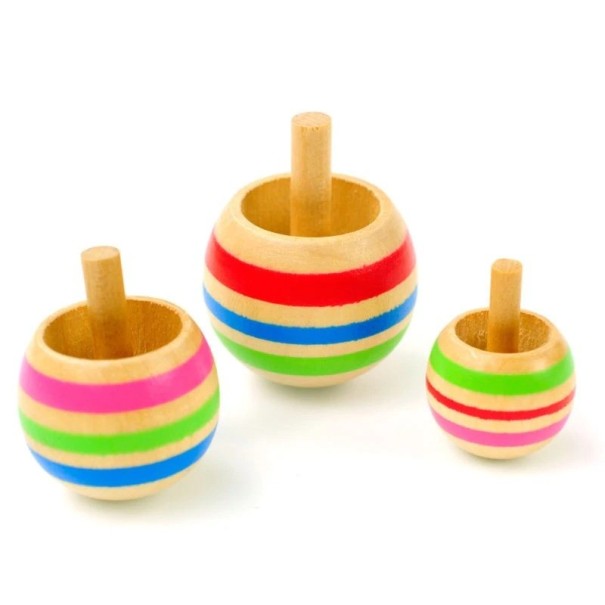 Wooden Spinning Tops 3 pcs 1