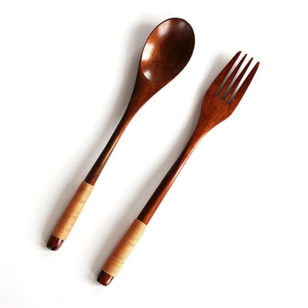 Wooden Spoon and Fork - 2 Pieces light brown