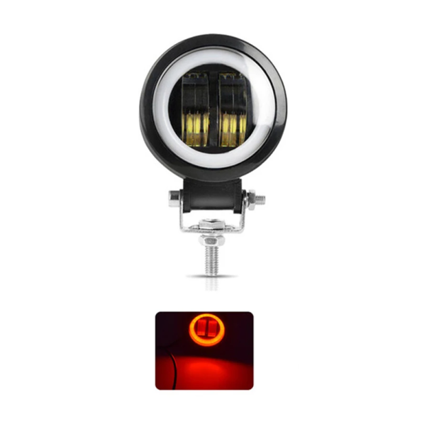 Work Light 2LED 20W 16800 lm Round Fitting IP68 with PC Lens Aluminium Body Stainless Steel Bracket Outdoor LED Lighting for Vehicles red