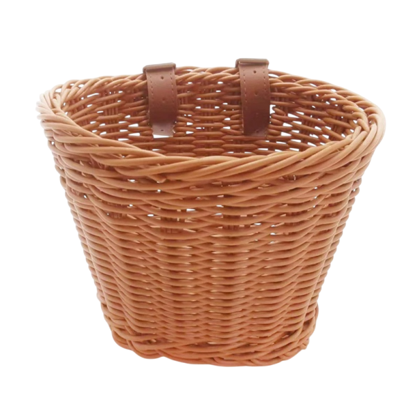 Woven Rattan Bicycle Handlebar Basket 21 × 16 × 16 cm Removable Storage Basket Woven Design Front Bicycle Basket for Shopping and Essentials brown