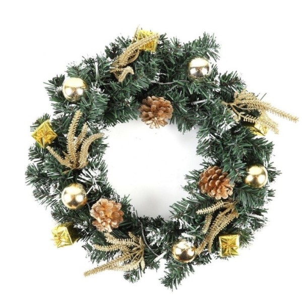 Wreath de Advento LED Artificial dourado 40 cm