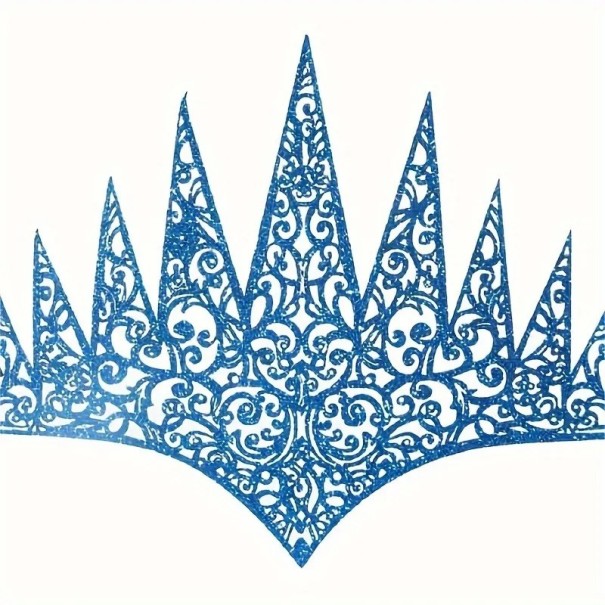 Wysoka korona do włosów 20 x 22 cm Wyrazista świąteczna ozdoba do włosów Elegancka dekoracyjna opaska luksusowy dodatek do fryzury niebieski