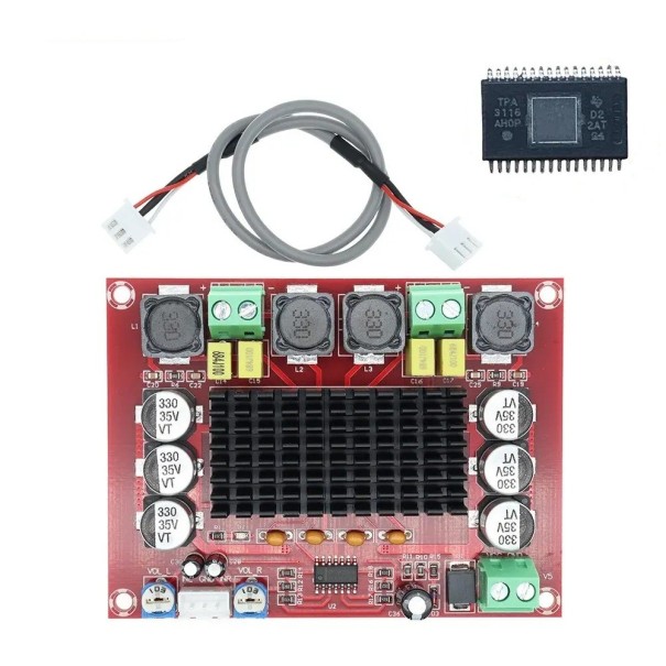 XH-M543 Cyfrowy wzmacniacz audio TPA3116D2 dwukanałowy moduł stereo 2×120W klasy D płytka wzmacniacza mocy 12V 24V DC 1