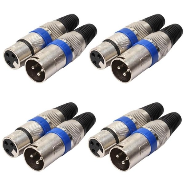 XLR 3-nastainen M/F-liitin 8 kpl. 1