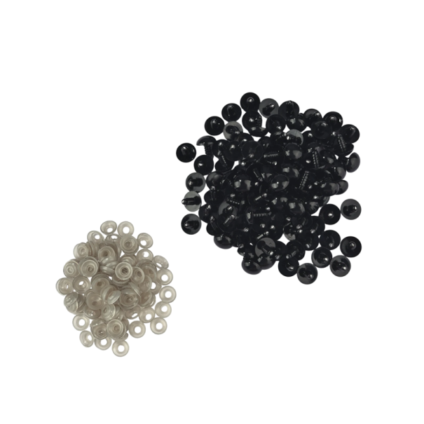 Yeux en plastique de sécurité pour animaux en peluche 14 mm Yeux ronds noirs 100 pièces Composants pour la fabrication de jouets Poupées DIY Création 1