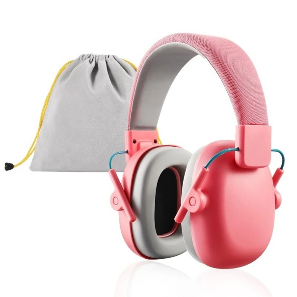 YHKEMA Ohrenschützer für Kinder, 9×20 cm, Lärmschutz, verstellbare Größe, bequemer Ohrenschützer, SNR 27 dB, leichtes, faltbares Design rosa