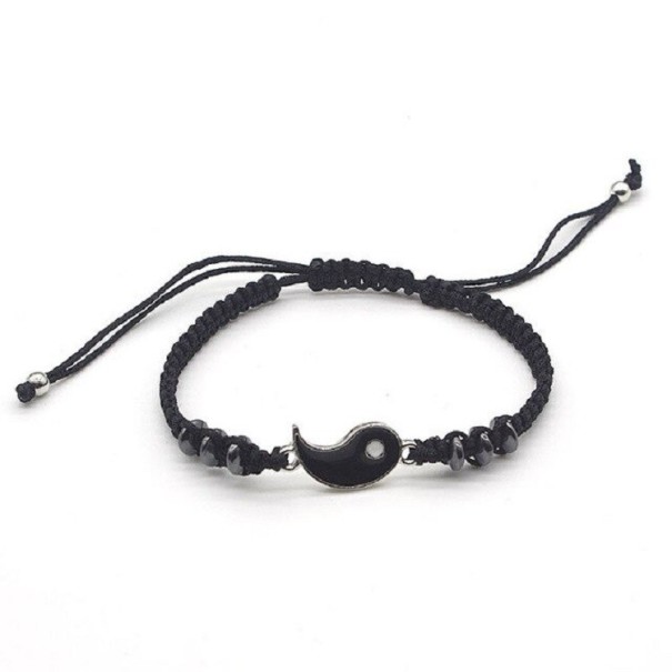 Yin- und Yang-Schnurarmband J112 schwarz 2